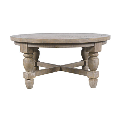 Table basse ronde Dashea de style rustique en pin massif de 101,6 cm (40 po)