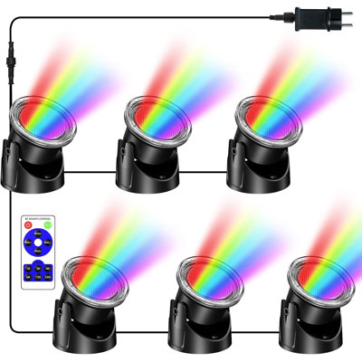 Ensemble de 6 lumières à DEL submersible avec télécommande et minuterie