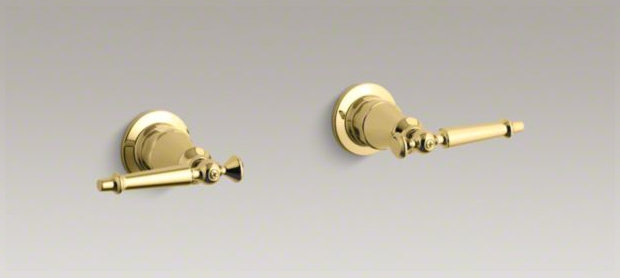 Garniture de valve antique avec poignées levier, Laiton poli éclatant
