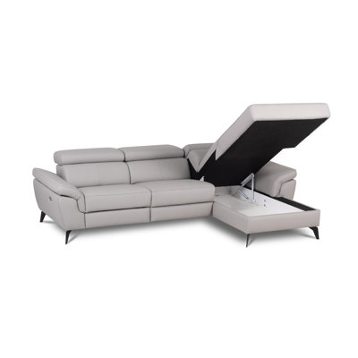 Milton Keynes Italian Leather Electric Reclining Corner Sofa with Adjustable Headrests and Adjustable Armrests