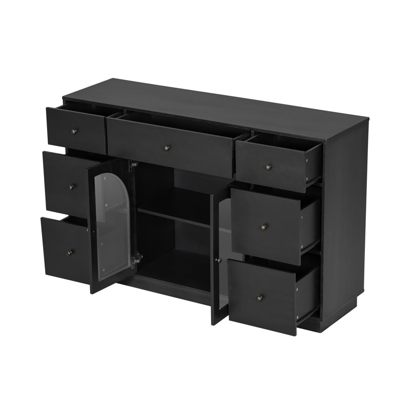 55'' Wide 7 - Drawer Filing Credenza, Black