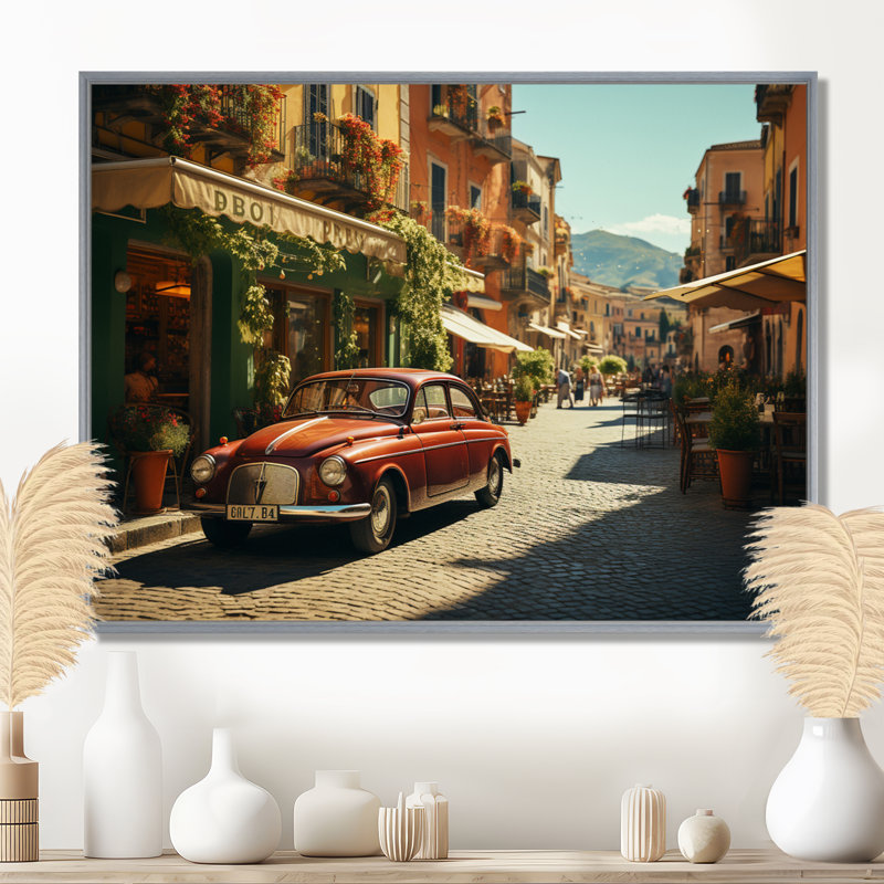 Italy Italian Dolce Vita On Canvas Print, Silver Floater Framed, 12" H x 20" W