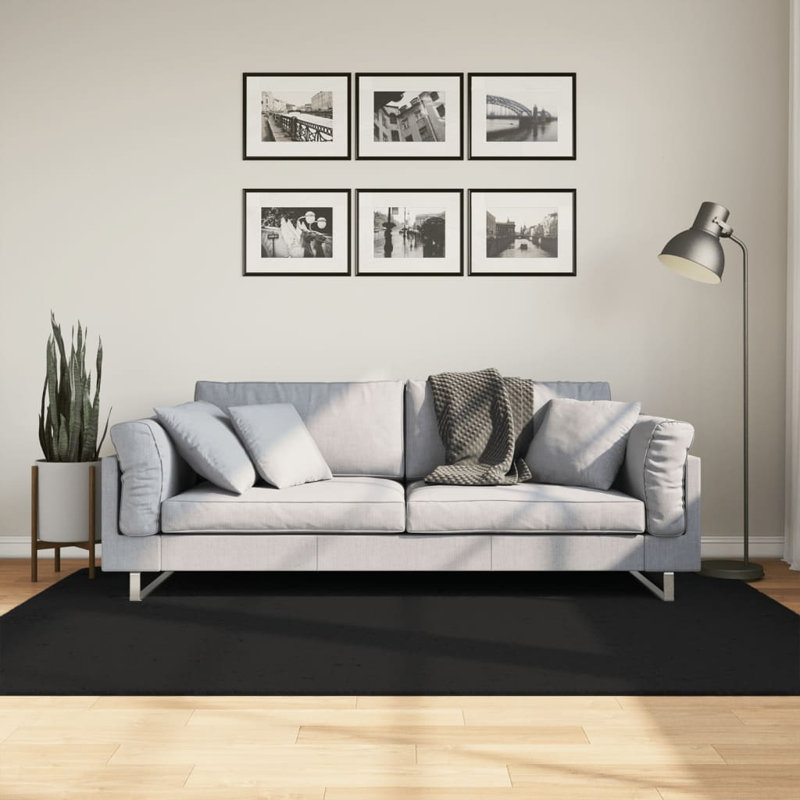 Rug "HUARTE" Short Pile Soft and Washable Black, Rectangle 140 x 200cm
