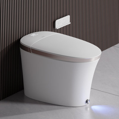 Smart Bidet Toilet Built-in Foam Shield,Splash Proof, Fast Air Drying,Built-in Tank, Auto Open/Close,Warm Wash,Auto Flush,Foot Kick Flush & Close Lid