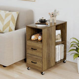 Bolebroke Side Table with Storage and Wheels, Living Room End Table