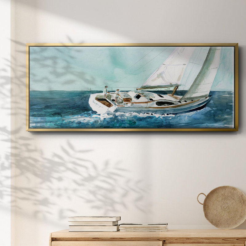 Delray Sail- Framed Canvas, 8" H x 20" W