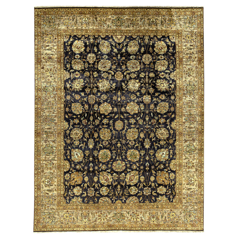 High-Quality Hand-Knotted Black And Brown Area Rug