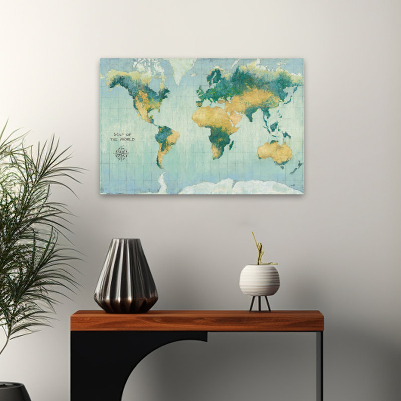 Golden Earth - boussole bleue, H 24 po x l 16 po
