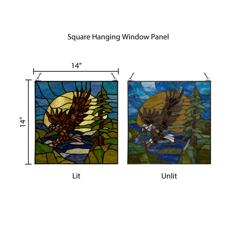 14"H Bald Eagle Stained Glass Window Panel