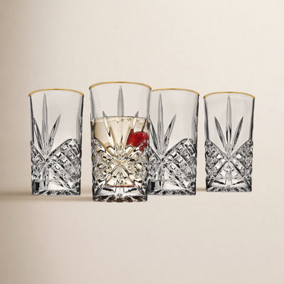 Dublin Crystal Gold Rim Highball Glass 12oz