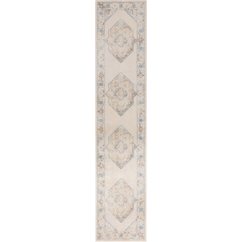 Tapis ivoire lavable à la machine Haydel, Tapis de couloir 2 pi 2 po x 8 pi