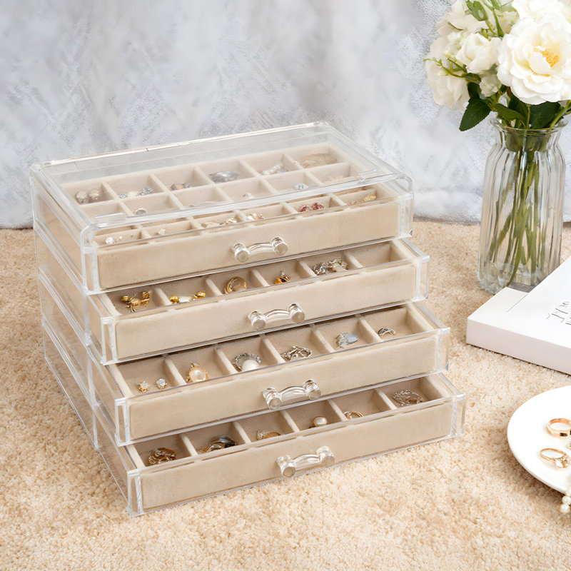 Jewellery Box + Dividers, Beige