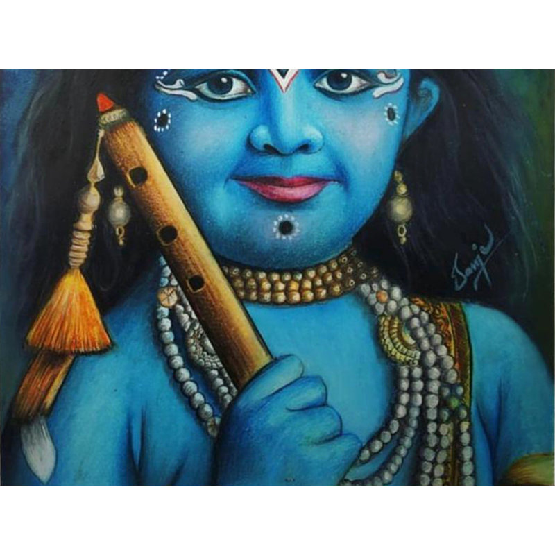 Bal Krishna | Oil Pastel Colour | Painting By Sanju Basu
