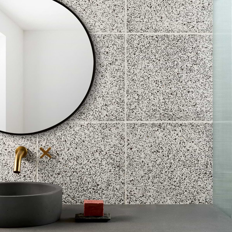 True Terrazzo 16x16 Polished Terrazzo Tile, Medous Beige