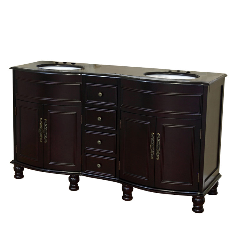 Ensemble de meuble-lavabo double 62 po Barrington, Noir galaxie, Acajou foncé
