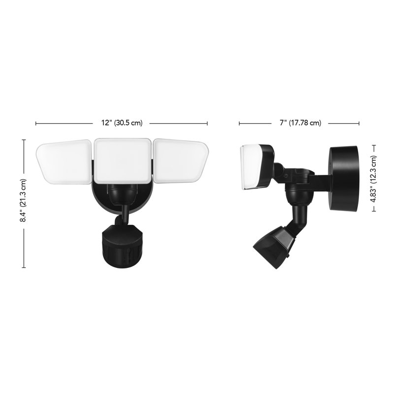 LED Outdoor Security Flood Light with Motion Sensor, Black