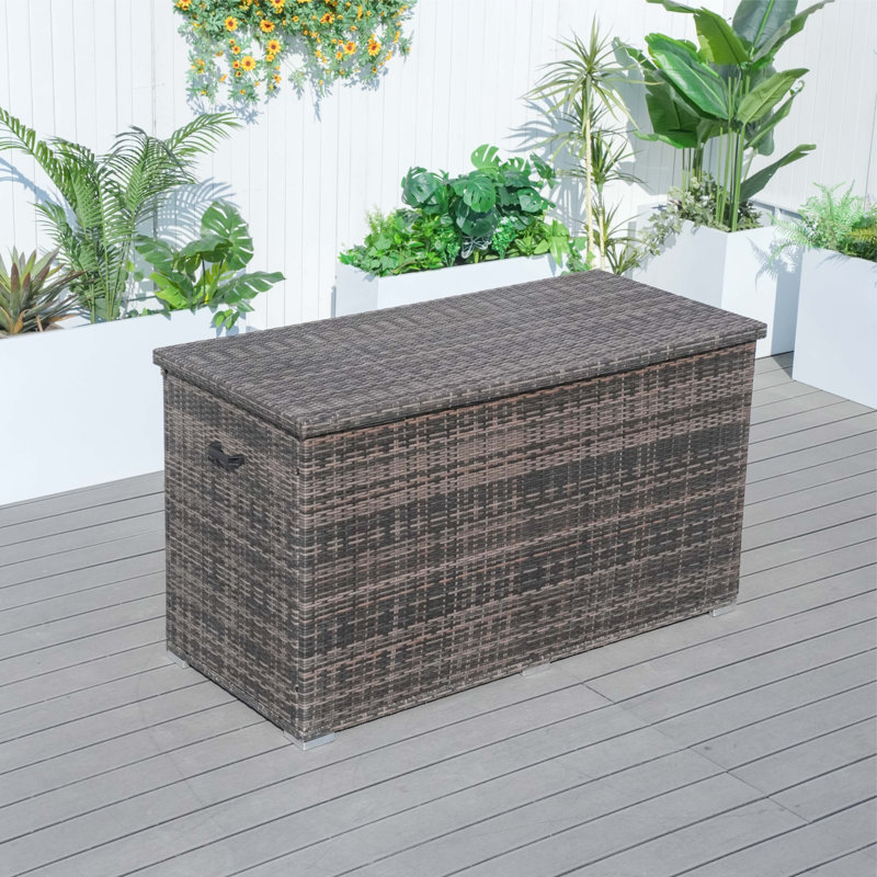 Moda Furnishings 67'' W 264 Gallons Water Resistant Metal Deck Box in Brown