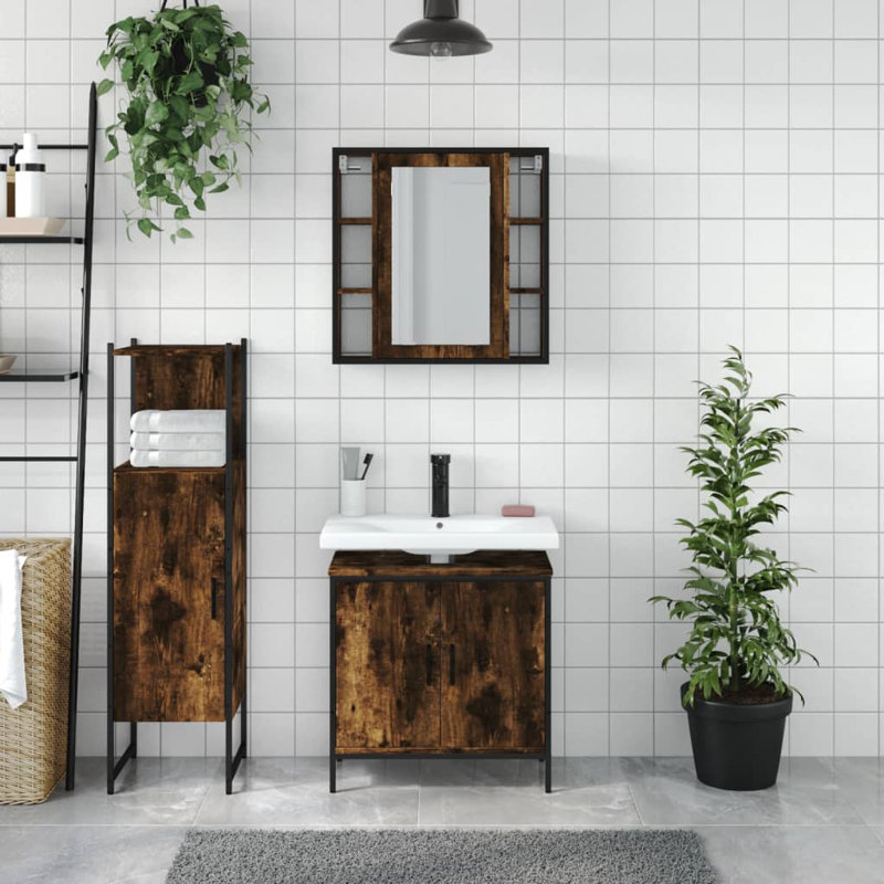 Bathroom Storage, Smoked Oak