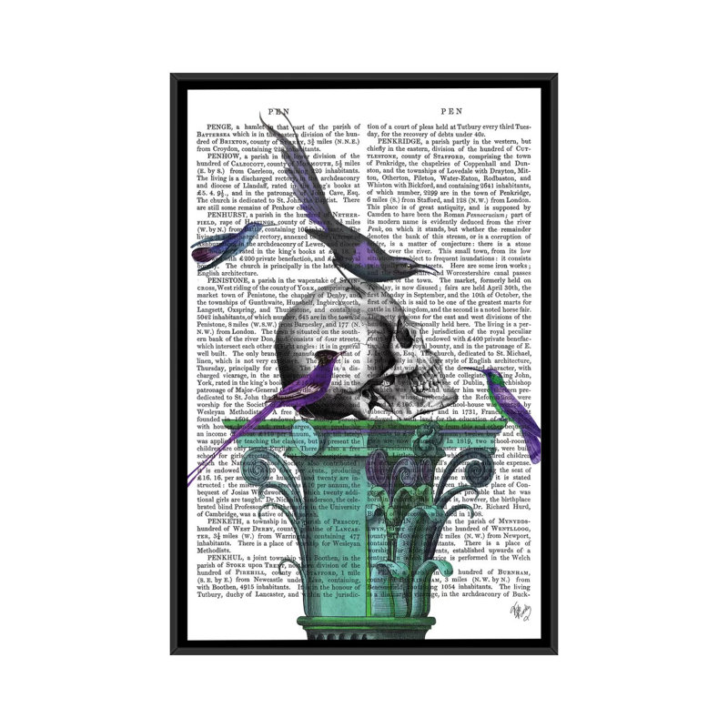 « crâne on plinthe i », impression sur toile, H 26 po x l 18 po x P 1,5 po, Toile avec cadre noir, Pas de tapis