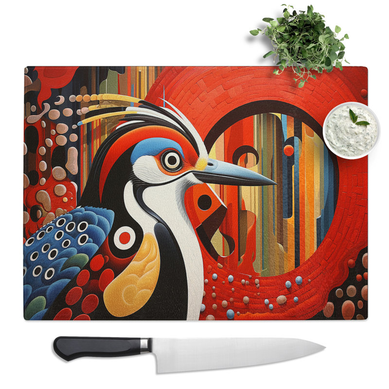 Woodpecker Hard Edge  Glass Chopping Board