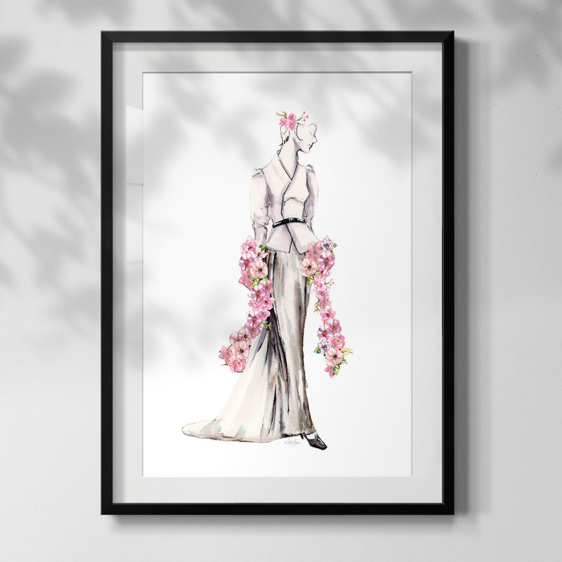 " Blushing Sunrise II ", White, Black Framed Paper