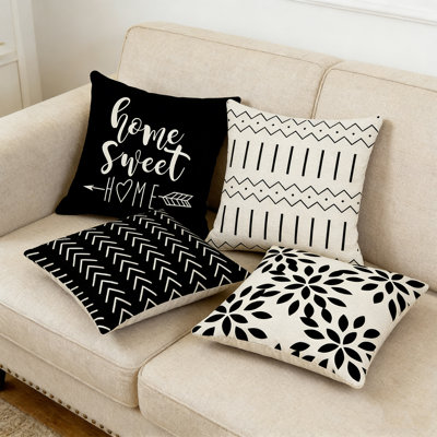 Ensemble de 4 housses d'oreiller, housse de coussin moderne pour canapé, taie d'oreiller décorative en lin pour voiture de canapé, taie décorative monogramme, décoration intérieure
