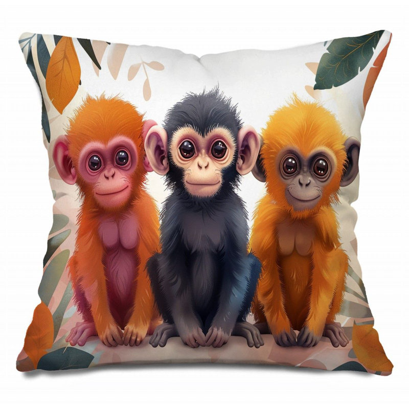 Coussin Monkey Trio, Coussins animaux, H 20 po x l 20 po