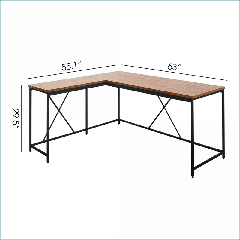 Desks | Industrial Wood &amp; Metal Corner Desk - Acacia &amp; Black | Natural | Solid Wood
