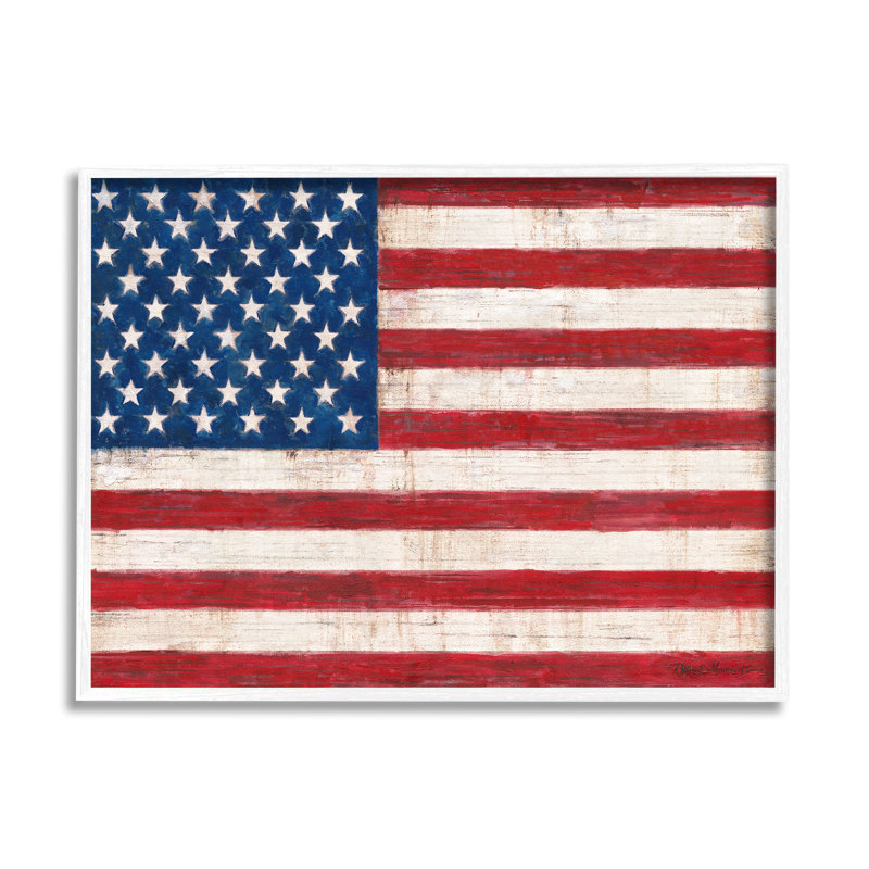 "Rustic American Flag", rouge, bleu, motif vieilli sur toile tendue par Ruane Manning, H 24 po x l 30 po x P 1,5 po