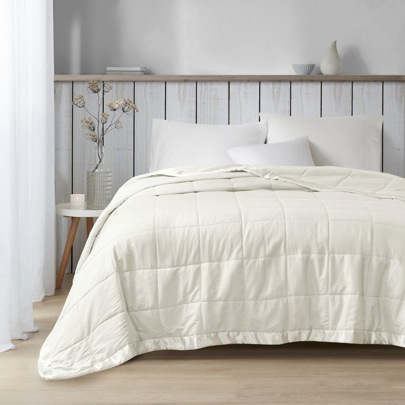Ivory Full Down Alternative Blanket with Satin Trim