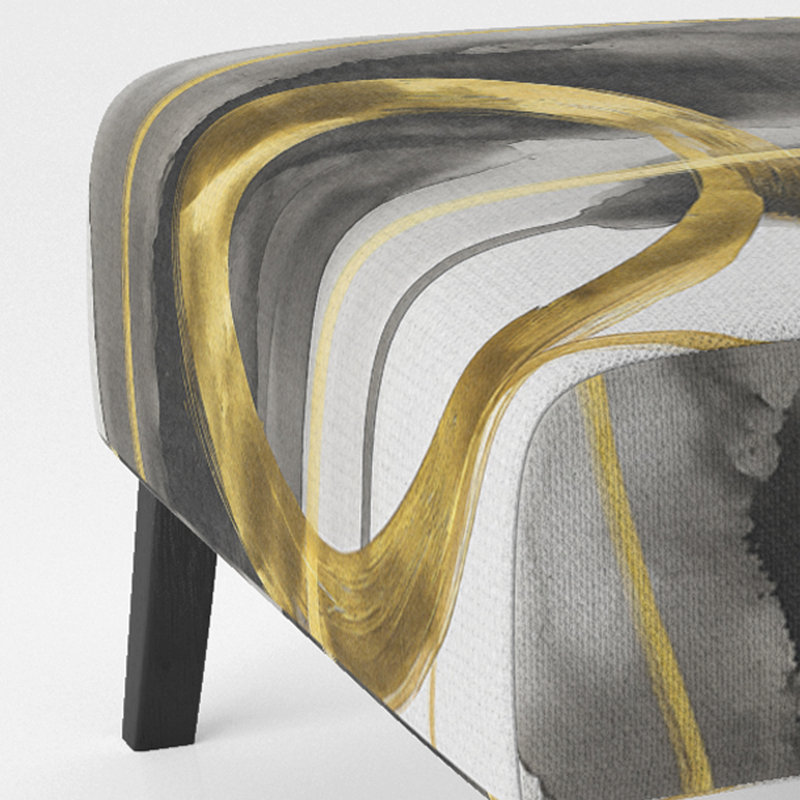 Fauteuil de chambre rembourré Glam Mettalic II, Mélange de polyester noir