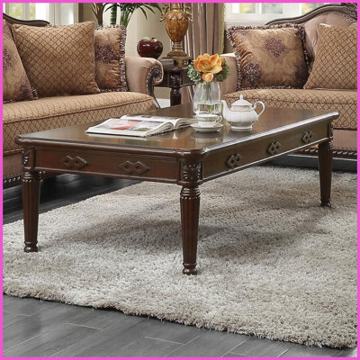Espresso Coffee Table with Turned Legs - Easy Assembly &amp; Versatile for Living Rooms