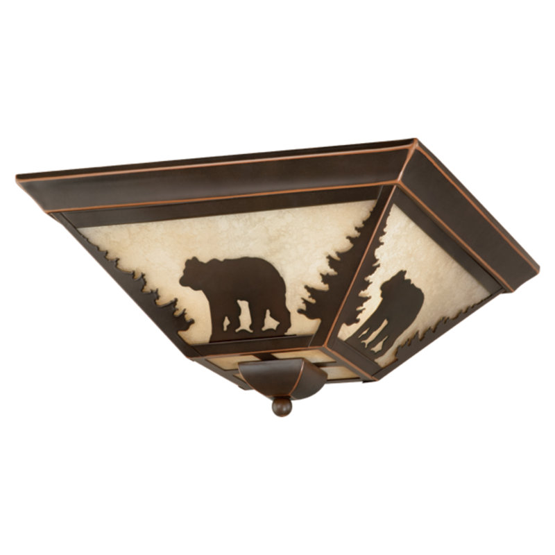 Homar Burnished Bronze 3 - Bulb Outdoor Flush Mount, Bear