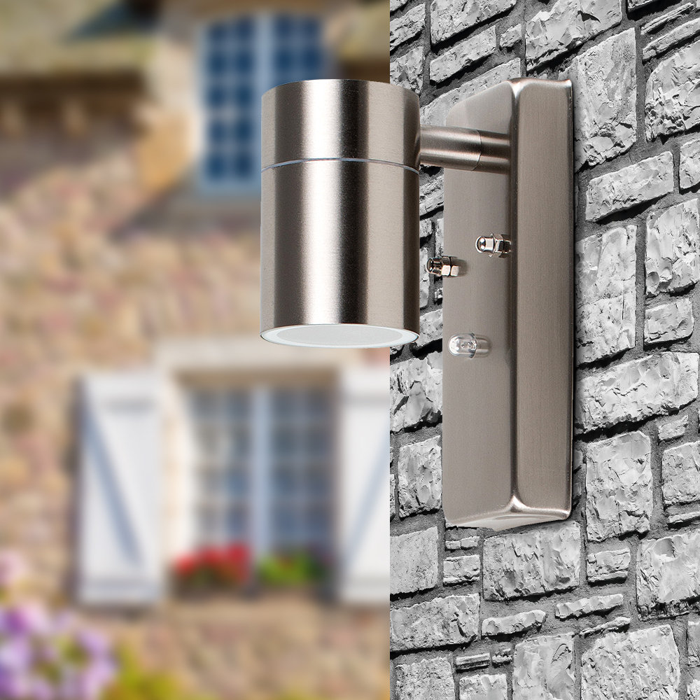 Timblin Silver 18cm H Outdoor Armed Sconce with Dusk to Dawn