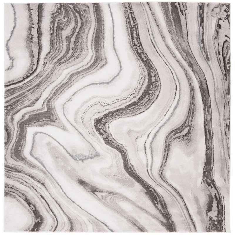 Tapis abstrait gris Swindle, Carré 5 pi 3 po