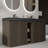 60" Double Bathroom Vanity with Matt Black Solid Surface Top, Smoked Oak Brown -1162023088-1162023051