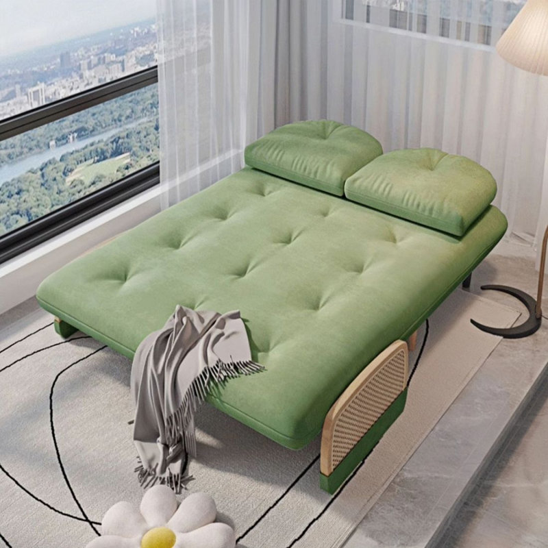 Canapé convertible convertible en suède vert forêt, 59.06"W*31.5"D*32.28"H