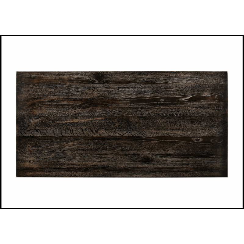 Table grise patinée à hauteur de comptoir avec tablette inférieure spacieuse pour les cuisines et les salles à manger modernes
