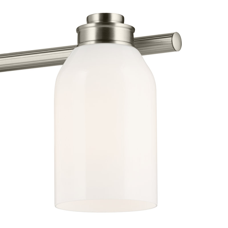 Éclairage pour salle de bain 3 lumières 24,25 po avec verre opale blanc, Nickel brossé