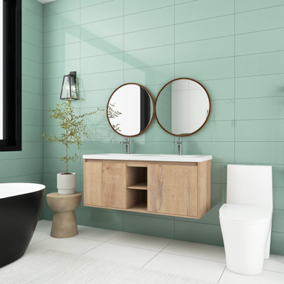 Carlethia 47.6'' Double Bathroom Vanity with Resin Top