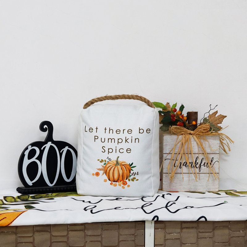 Arrêt de porte en tissu avec poignée en corde Let It Be Pumpkin Spice