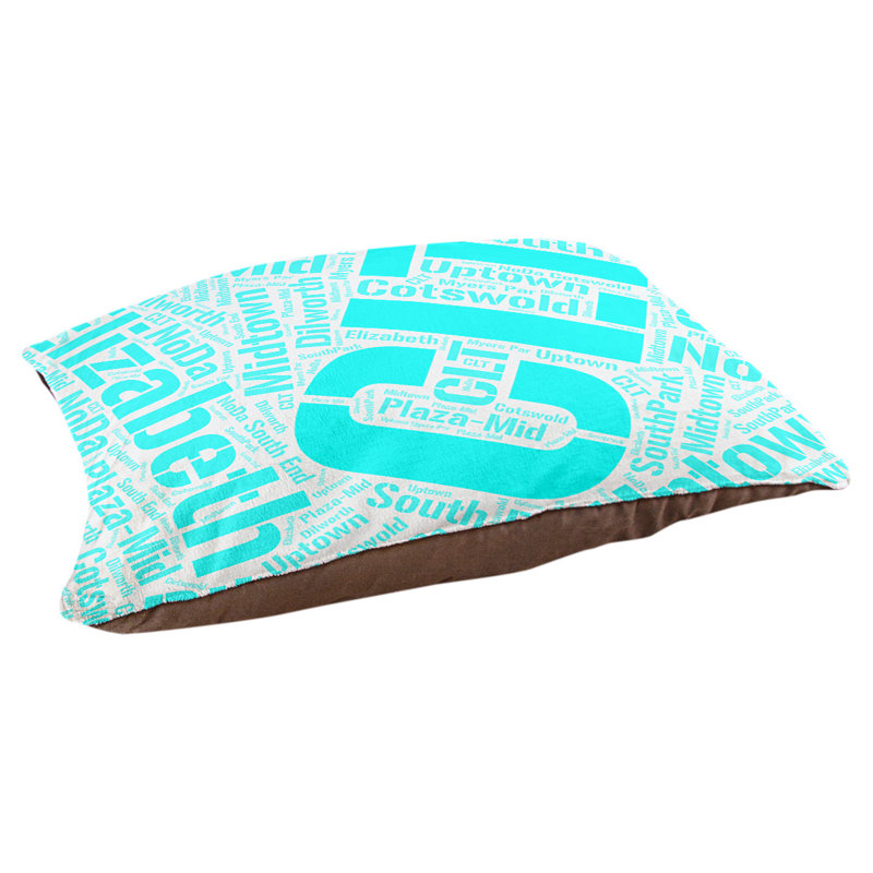 Coussin de chien « districts », Moyen (H 9,5 po x l 28 po x P 18 po), Cyan, Charlotte