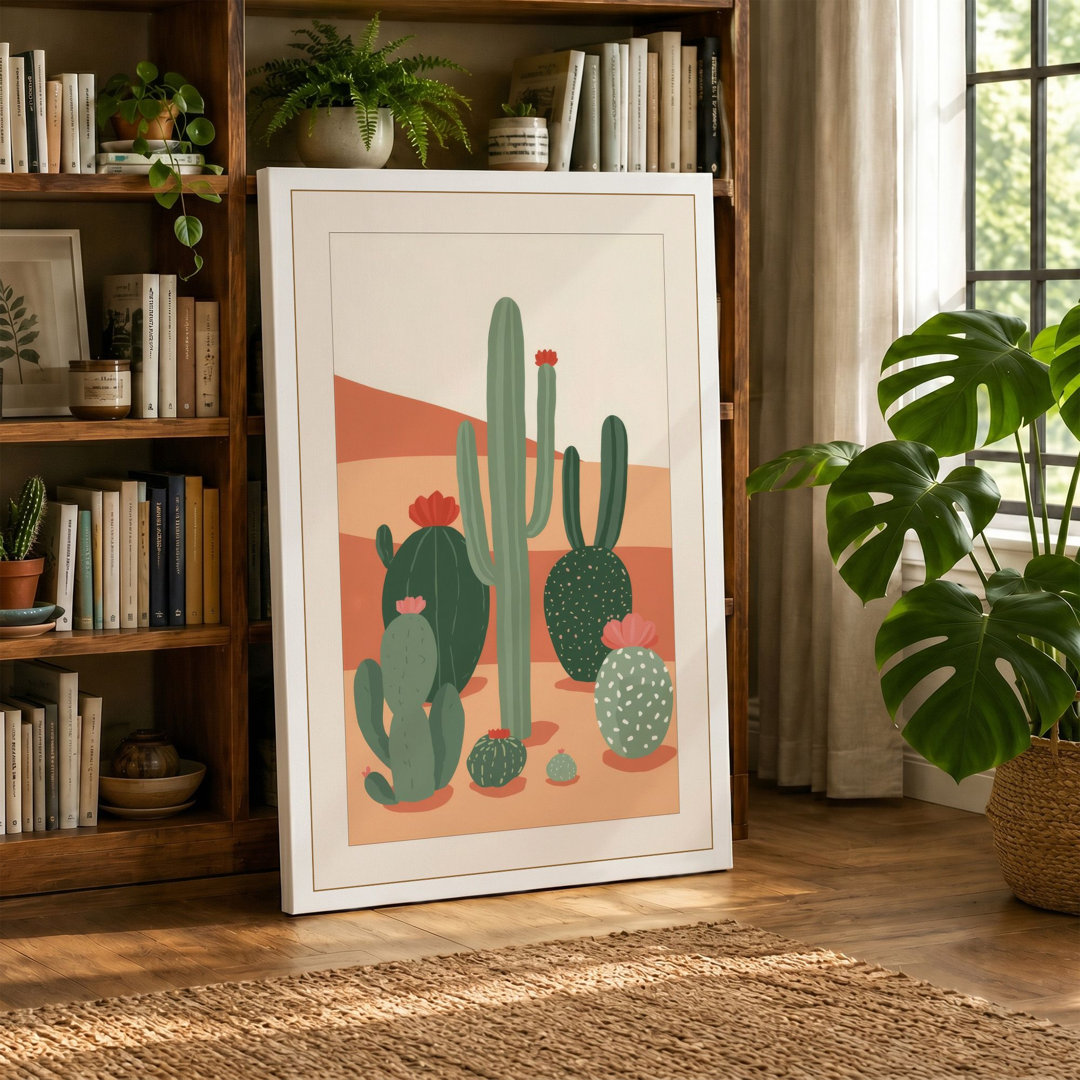 Desert Cacti Landscape Minimalist - Wrapped Canvas