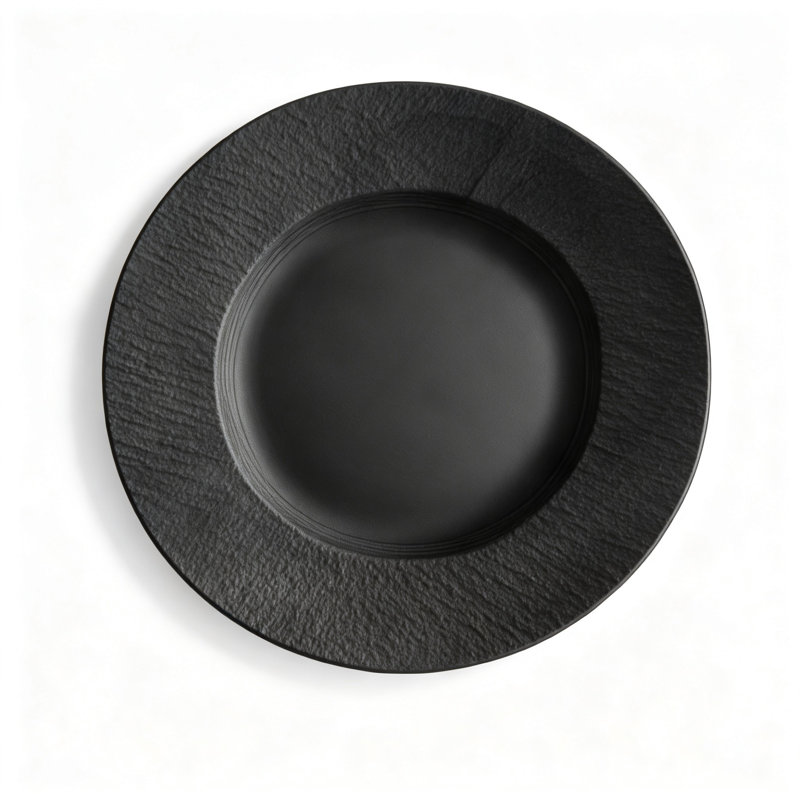 Assiette plate en porcelaine de qualité supérieure 10,5 pouces, 1 pièce (noir)