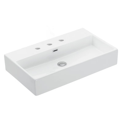 Lavabo de salle de bain vasque rectangulaire en céramique avec trop-plein Quattro