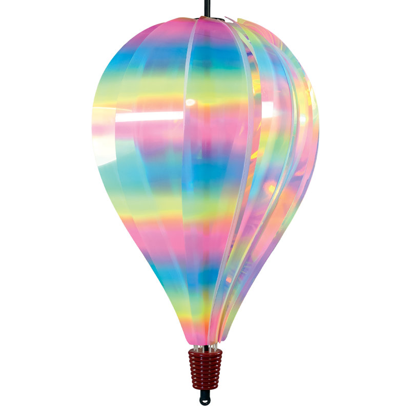 Rainbow Iridescent Mylar Hot Air Balloon Wind Spinner