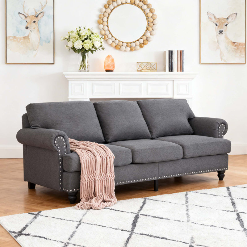Canapé en tissu d'ameublement de 83 po, Gris