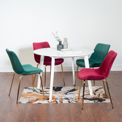 Ensemble de salle à manger Aufurr, table de salle à manger ronde blanche avec chaises, plateau de table rond