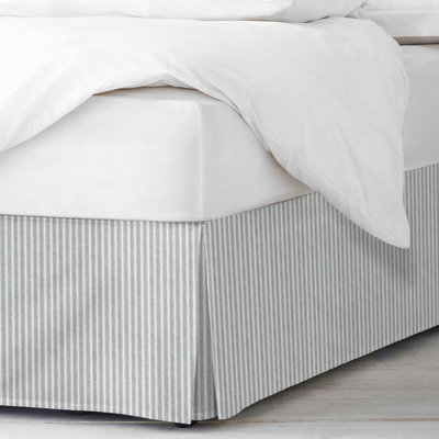Walker Ticking Stripe Sage/Ivory Cotton Bedskirt