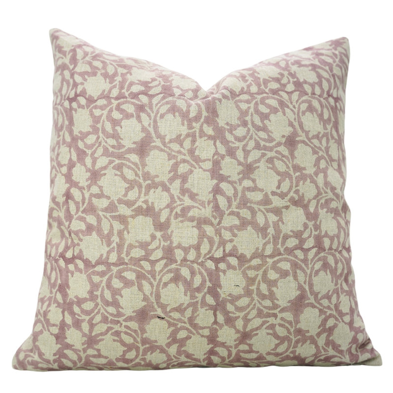 Housse de coussin en lin Fab divine, décor de ferme bohème doux (Amritvela), 14"H x 20"W, Rectangular, Mauve